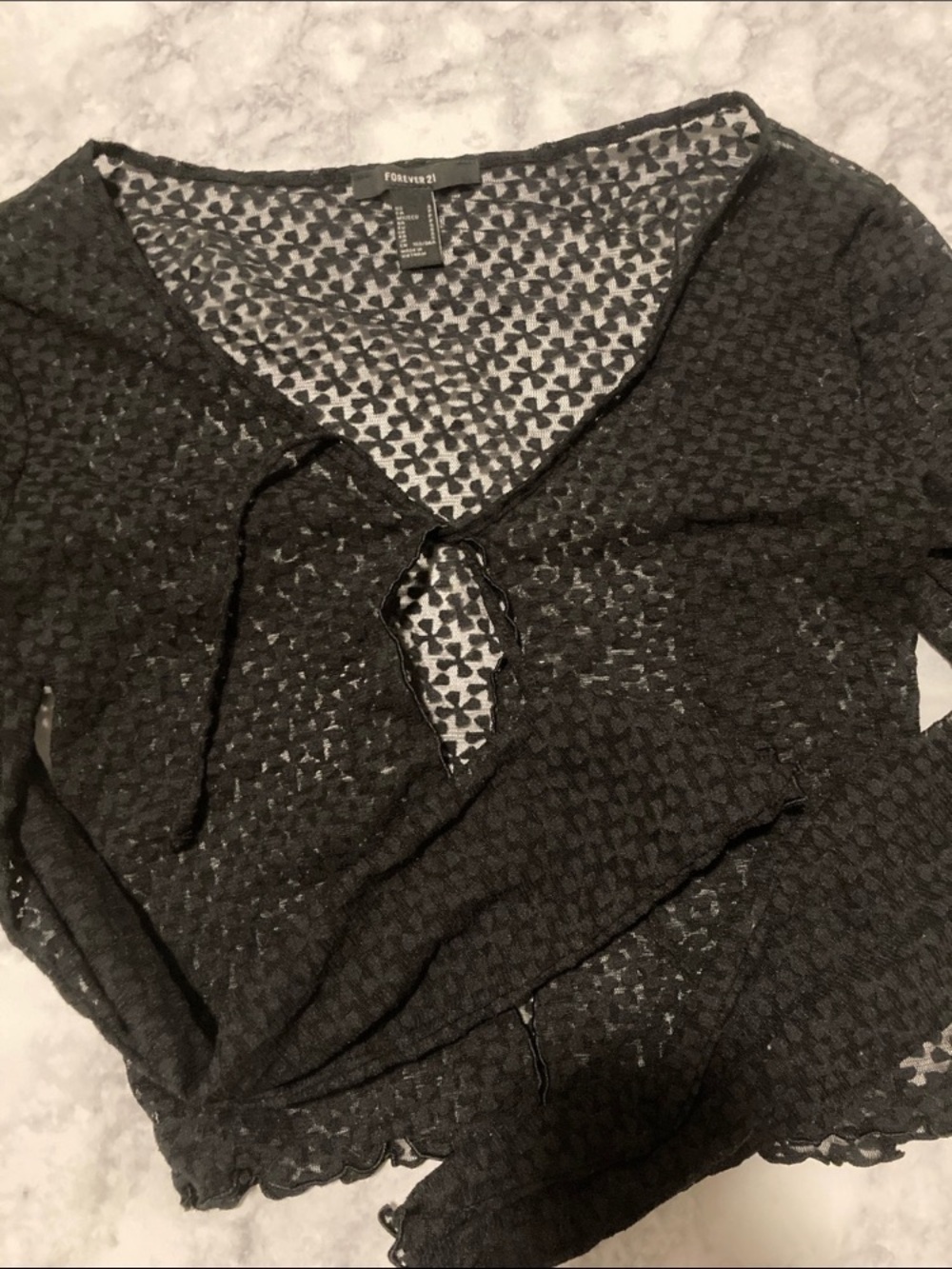 Forever 21 Black Sheer Patterned Knit Top